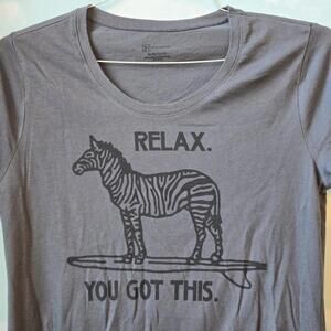 Gray Upcycled scoop neck Tshirt * Zebra * inspirational